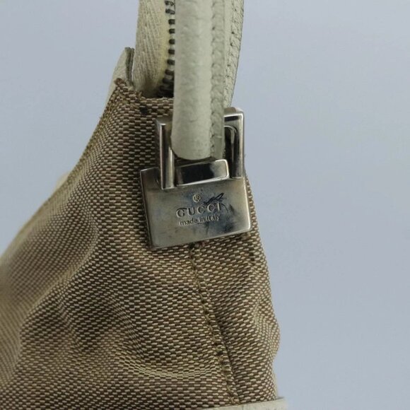 GUCCI Shoulder Bag Canvas Leather Beige White Silver - Picture 10 of 16